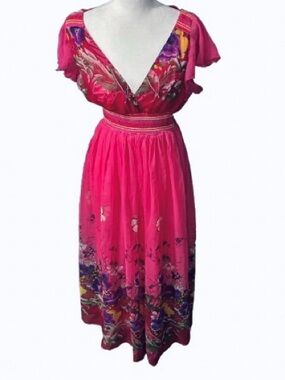 NWT Sheer Floral JESSICA TAYLOR Flutter Fairy Boho Flowers Extra Large Vintage